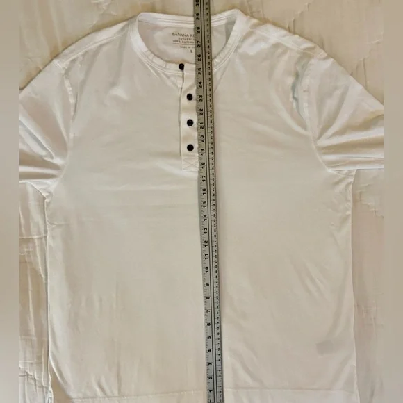 Banana Republic White Long Sleeve Henley Shirt - Picture 7 of 9